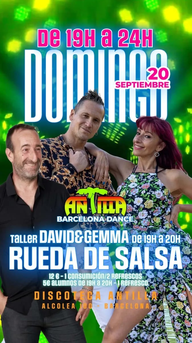 Domingo Antilla Barcelona Dance – salsa rueda con David & Gemma
