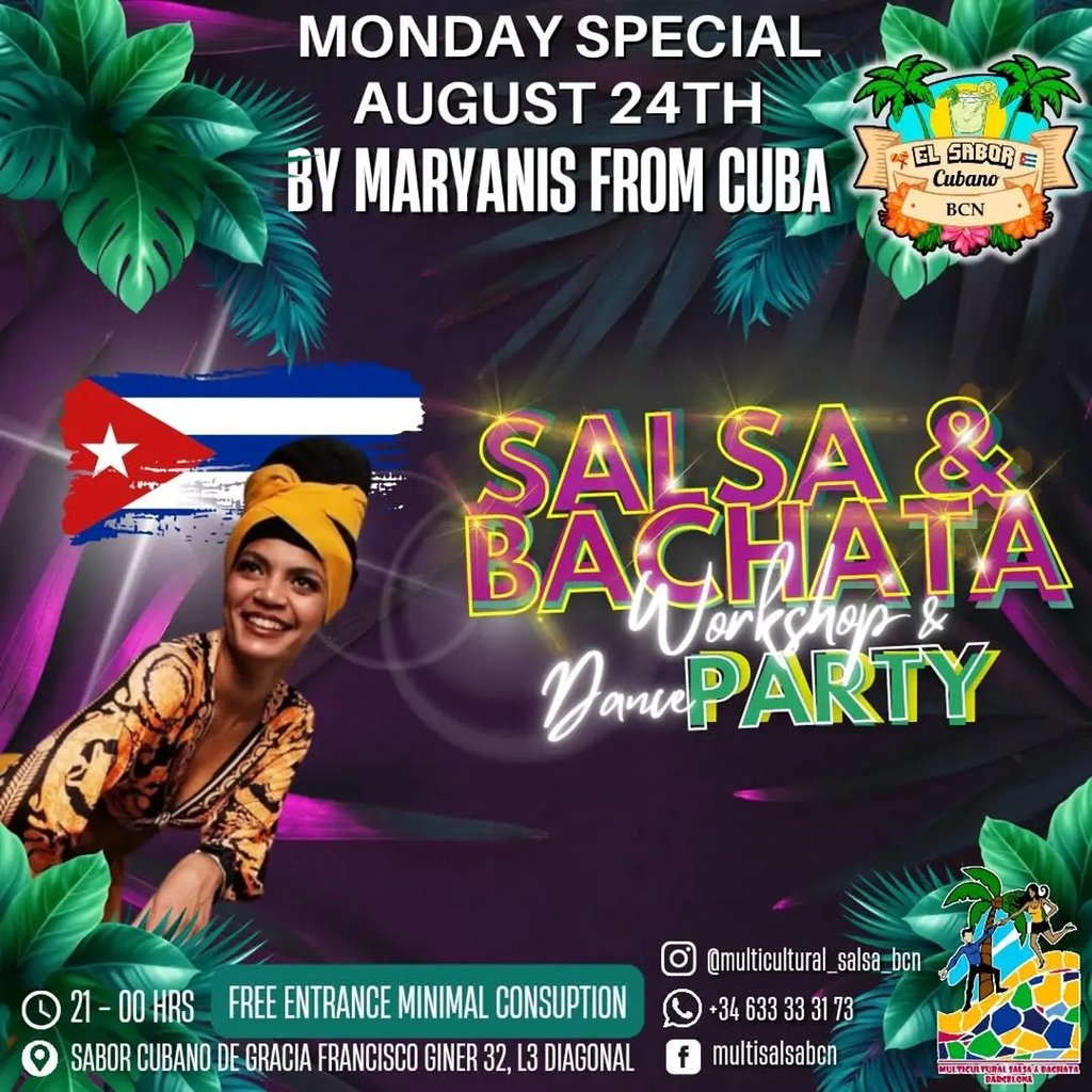 Monday Special – Salsa & Bachata Workshop & Dance Party with Maryanis from Cuba