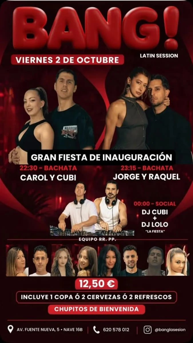 Bang! Latin Session – Gran fiesta de inauguración