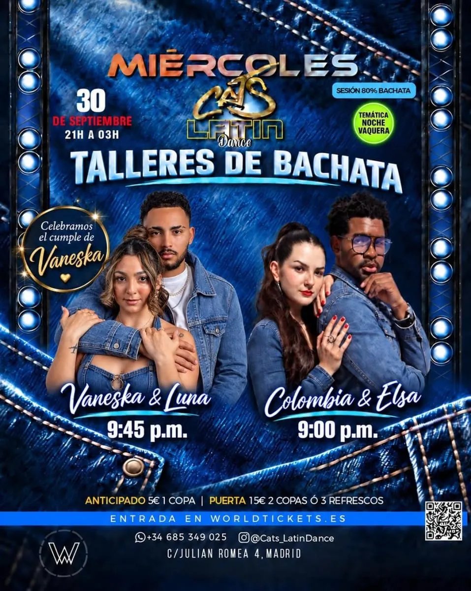 Miércoles en Cats: Talleres de bachata