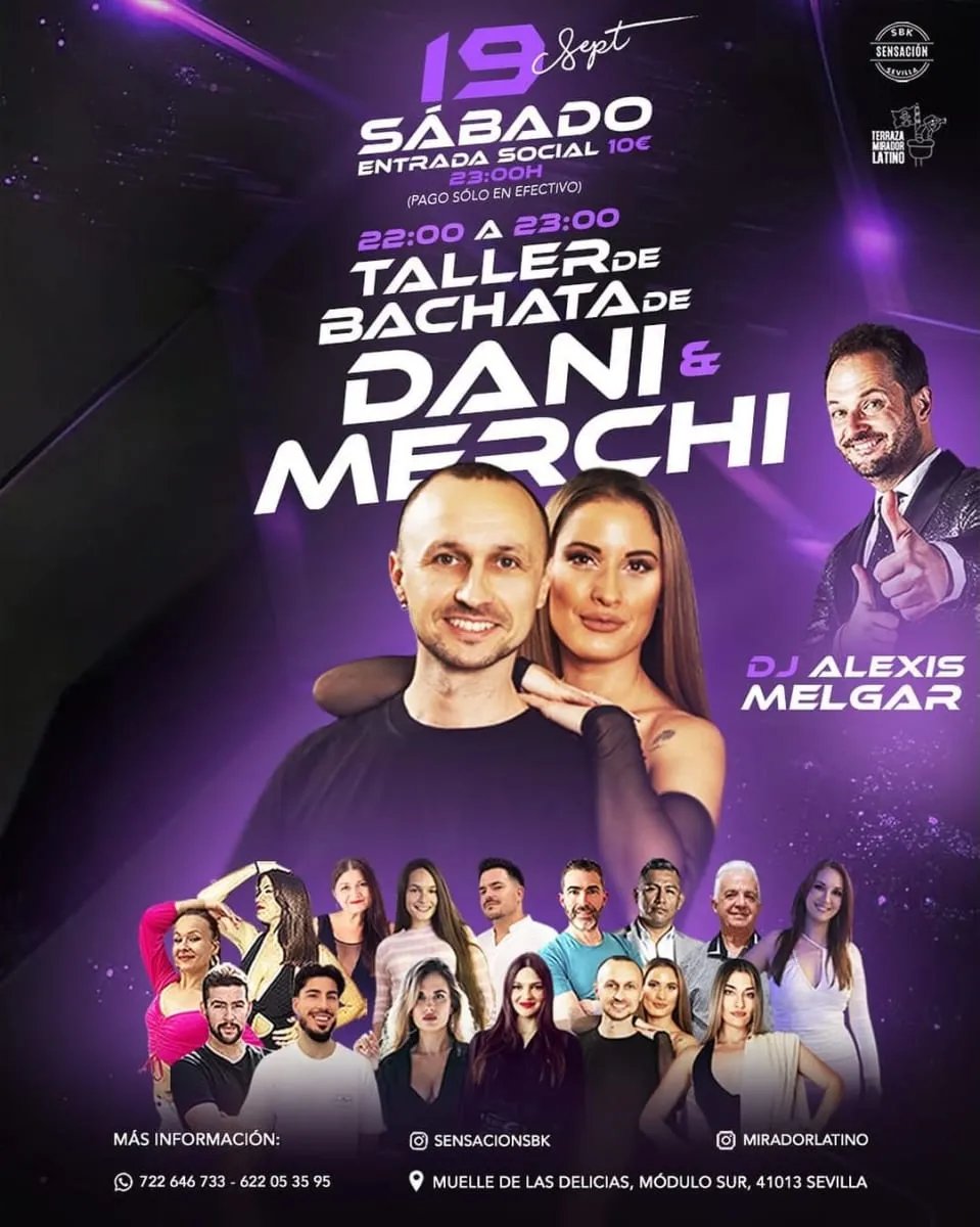Taller de bachata de Dani & Merchi + Fiesta latina