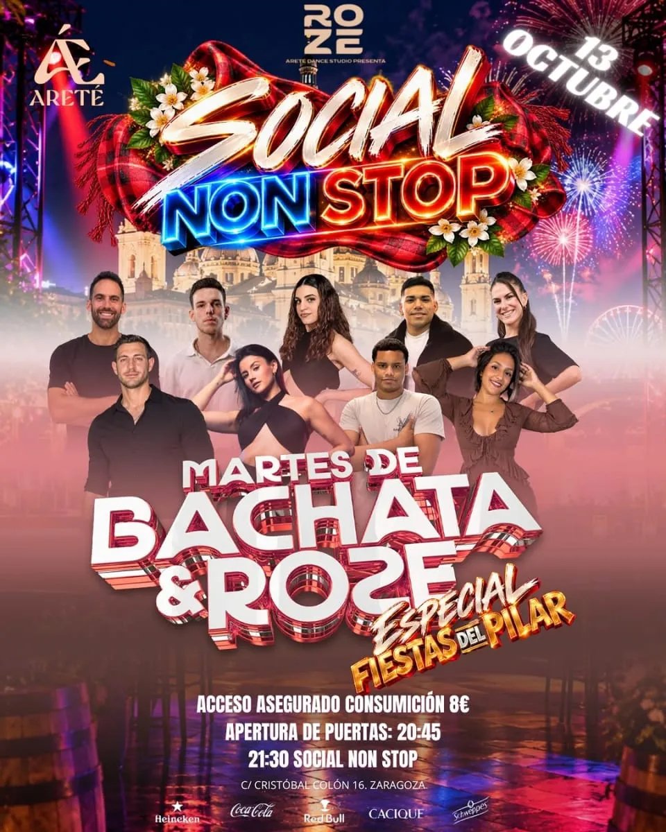 Social non stop – Martes de bachata & Roze especial Fiestas del Pilar