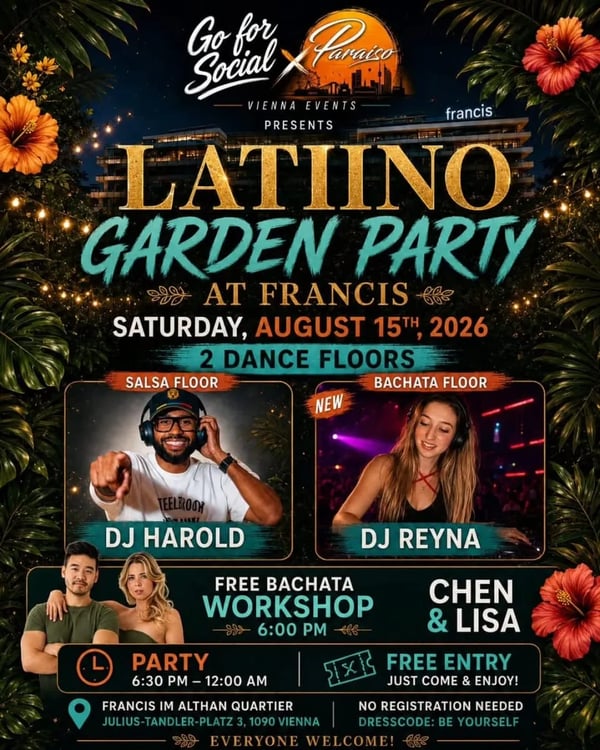 Latino Garden Party - Poster del evento