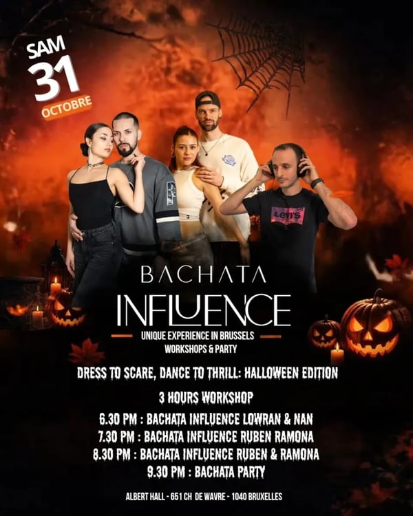 Bachata Influence – Unique Experience in Brussels: Halloween Edition - Event poster