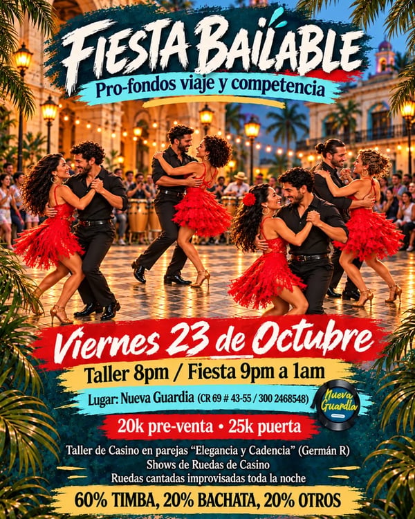 Fiesta bailable: Pro-fondos viaje y competencia - Poster del evento