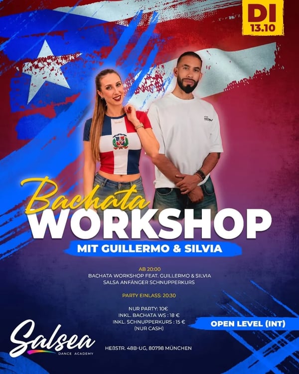 Bachata Workshop mit Guillermo & Silvia – The Legendary Dance Party - Poster del evento