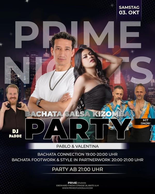 Prime Nights – Bachata Salsa Kizomba Party - Poster del evento