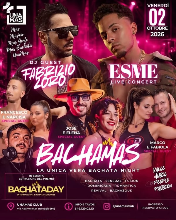 BACHAMAS – La Unica Vera Bachata Night - Poster del evento