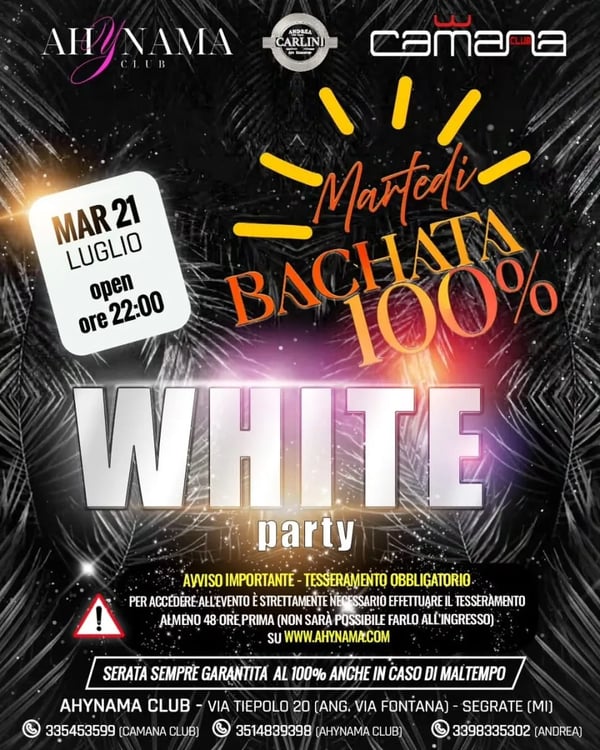 Martedì Bachata 100% White Party - Poster del evento