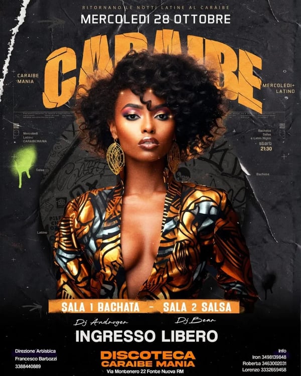 Ritornano le notti latine al Caraibe - Poster del evento