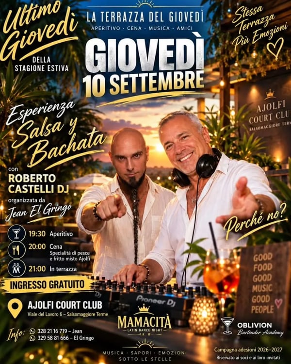 L’Ultimo Giovedì della Stagione Estiva – Esperienza Salsa y Bachata
