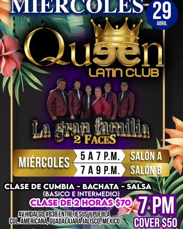 Noche de música tropical con La gran familia 2 Faces - Poster del evento