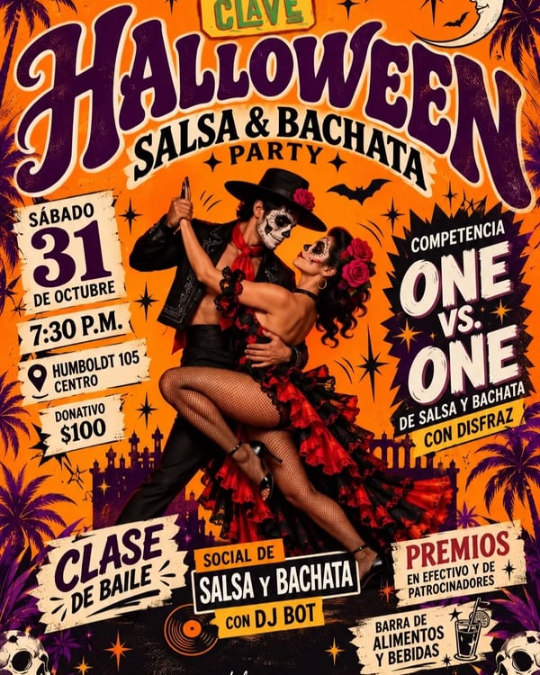 Halloween Salsa & Bachata Party - Event poster