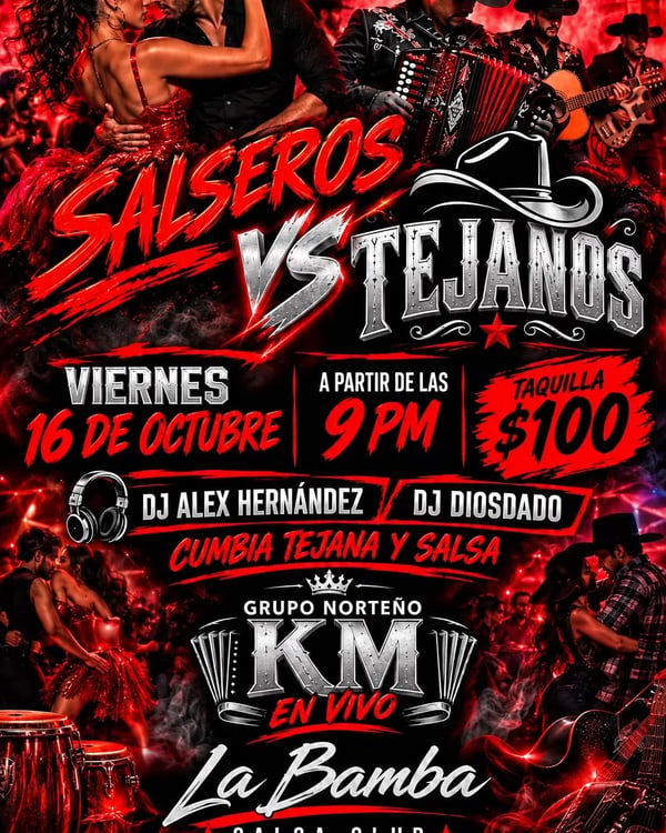 Salseros vs tejanos - Poster del evento