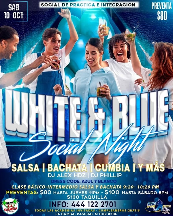 White & Blue Social Night - Event poster