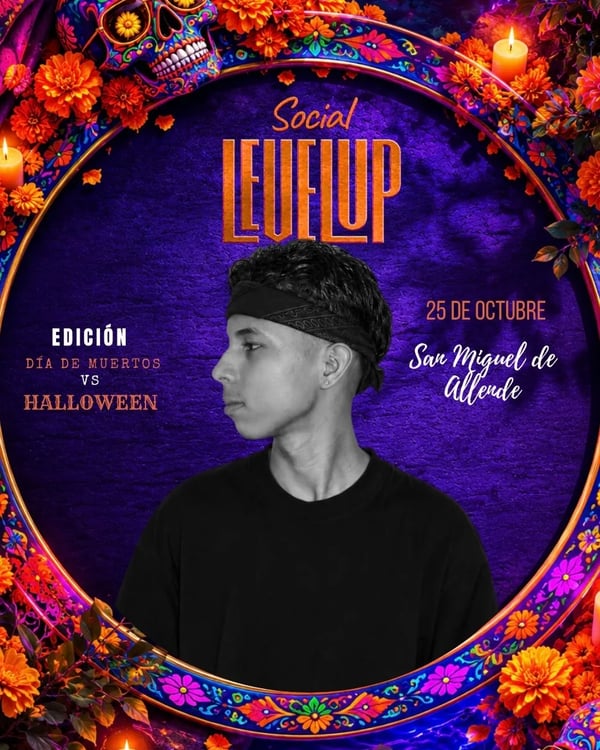 Level Up | Día de Muertos vs Halloween - Event poster