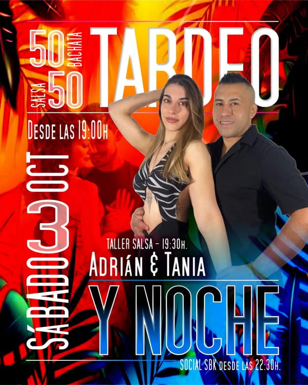 Salsa y Bachata 50/50 Tardeo y Noche - Poster del evento