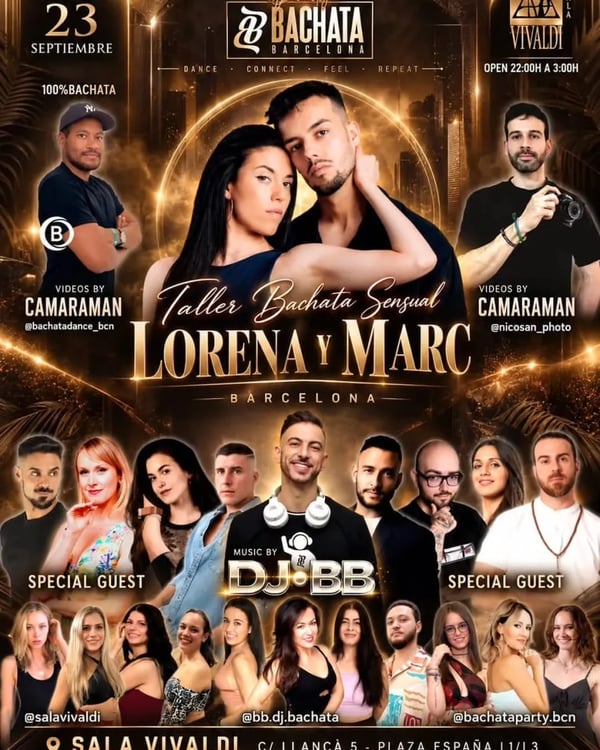 Bachata Barcelona Party – Taller Bachata Sensual Lorena y Marc - Event poster