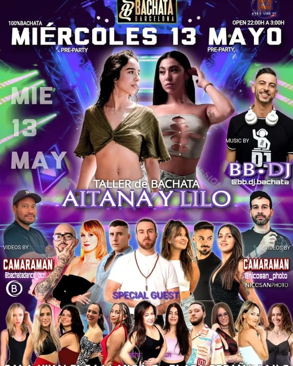 Bachata Barcelona Party's Pre-Party con Aitana y Lilo - Poster del evento