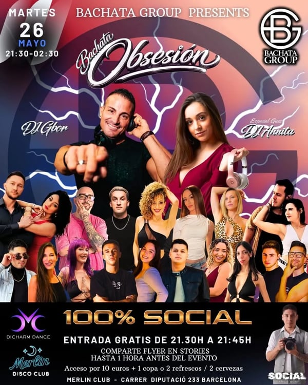 Bachata Obsesión 100% Social - Poster del evento