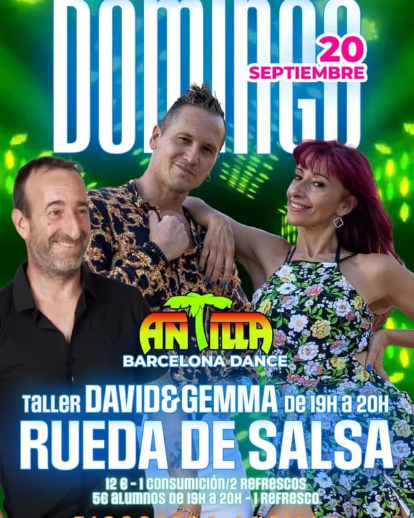 Domingo Antilla Barcelona Dance – salsa rueda con David & Gemma - Poster del evento