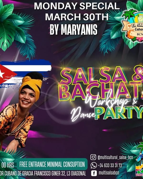 Monday Special: Salsa & Bachata Workshop & Dance Party by Maryanis - Poster del evento