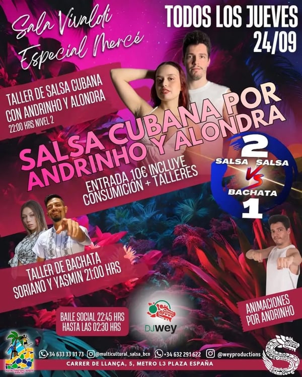 Salsa cubana por Andrinho y Alondra – Especial Noche de la Mercè - Event poster