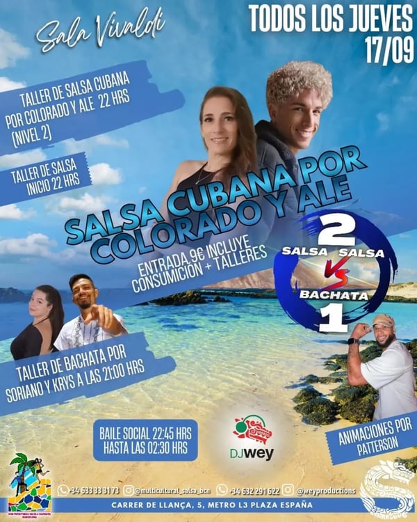 Salsa cubana por Colorado y Ale 2 salsa 1 bachata - Poster del evento