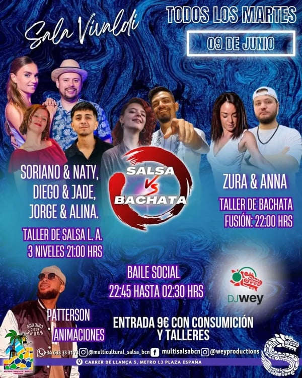 Salsa vs Bachata en Sala Vivaldi - Event poster
