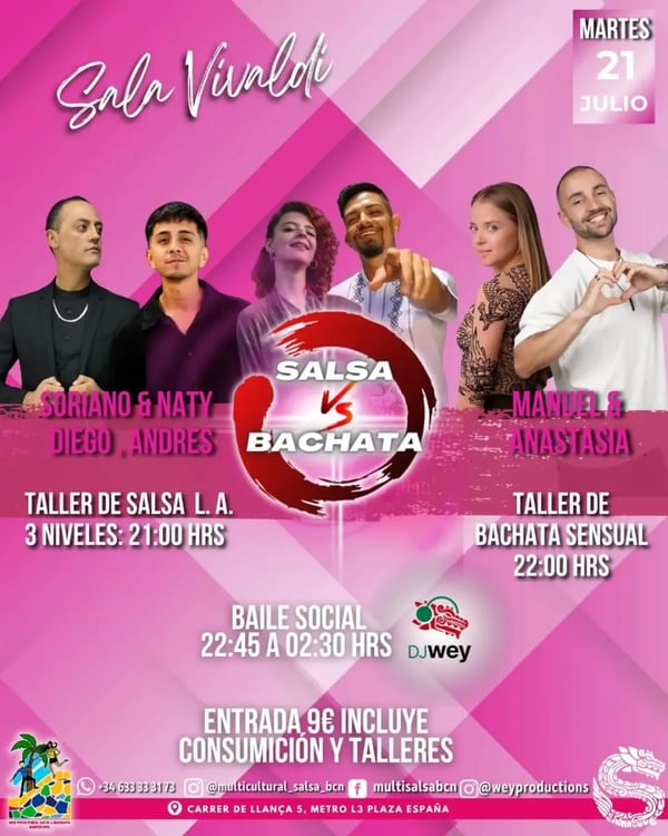 Salsa vs Bachata en Sala Vivaldi - Event poster