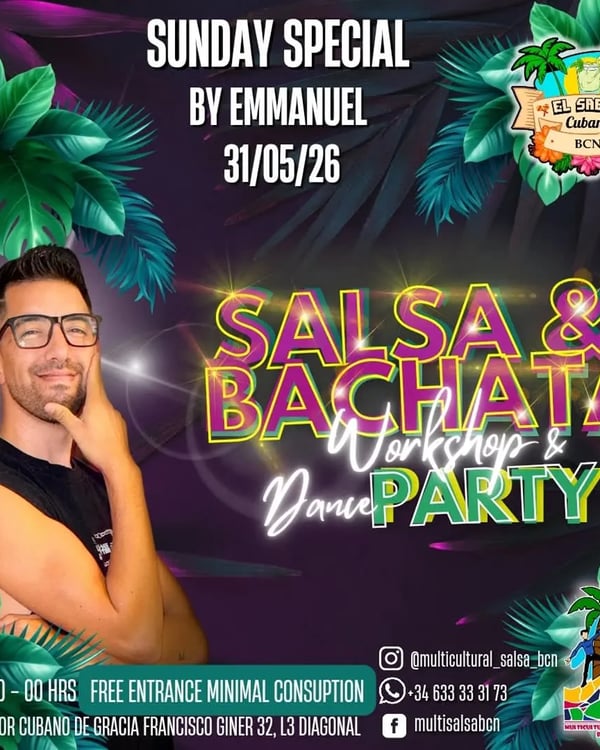 Sunday Special Salsa & Bachata Workshop & Dance Party - Poster del evento