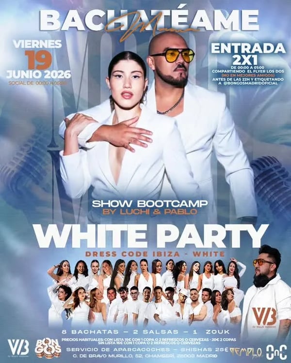 Bachatéame White Party - Poster del evento