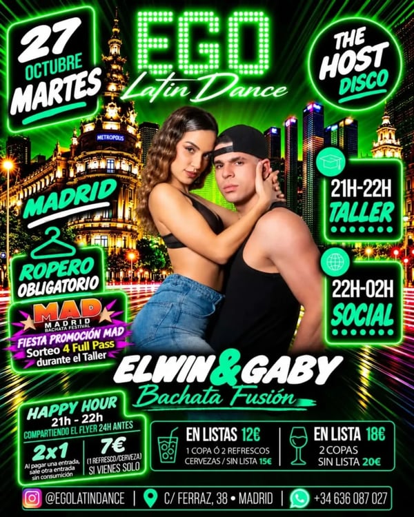 EGO Latin Dance – Madrid Bachata Festival Promotional Party - Event poster