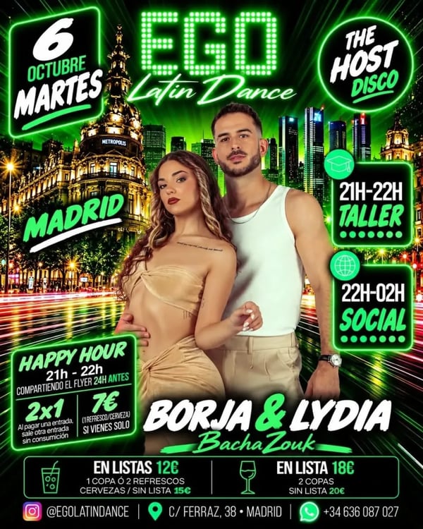 EGO Latin Dance Tuesday Bachazouk & 200% Bachata Social - Poster del evento