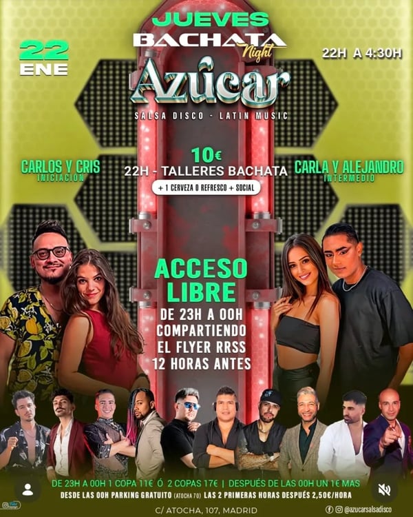 Jueves Bachata Night Azúcar - Poster del evento