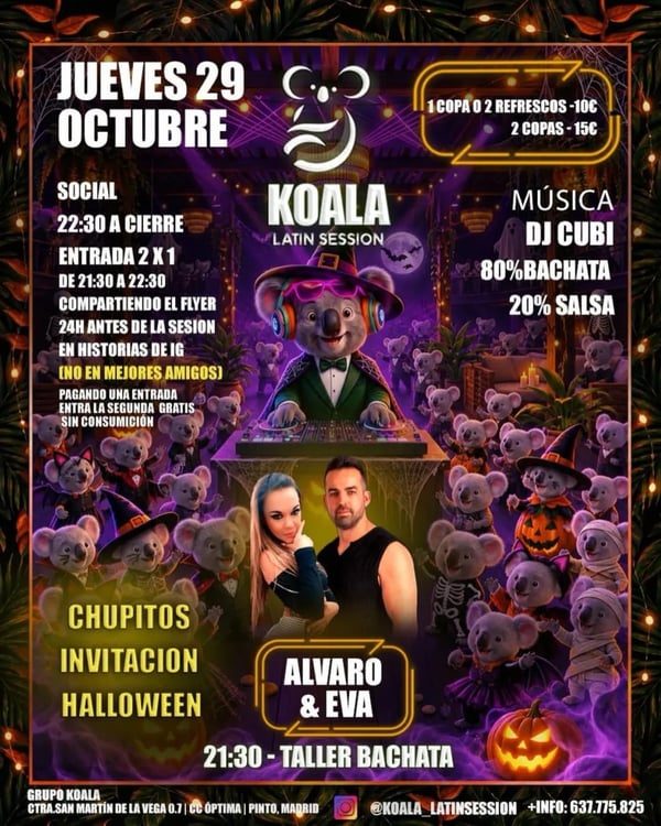 Koala Latin Session – Halloween - Poster del evento