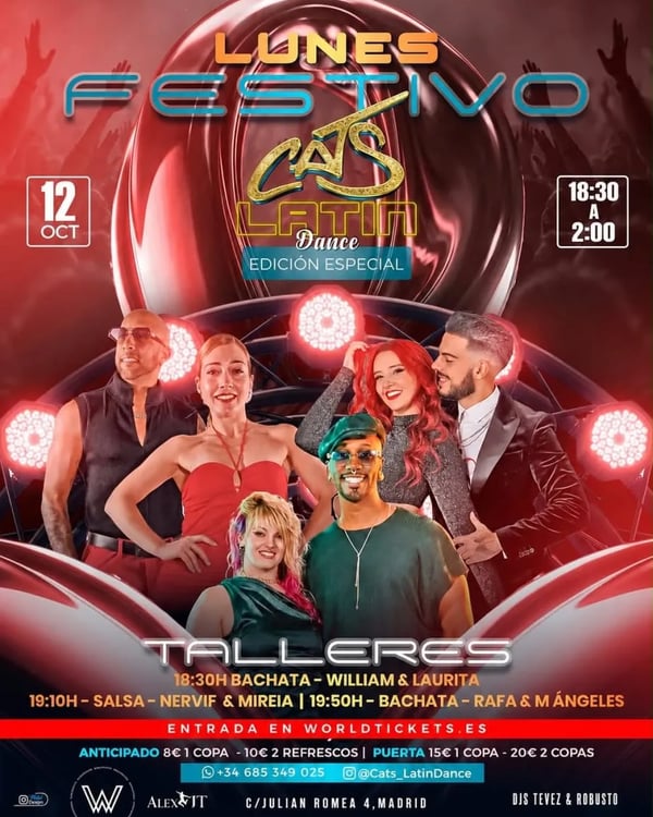 Lunes festivo Cats Latin Dance – Edición especial - Poster del evento