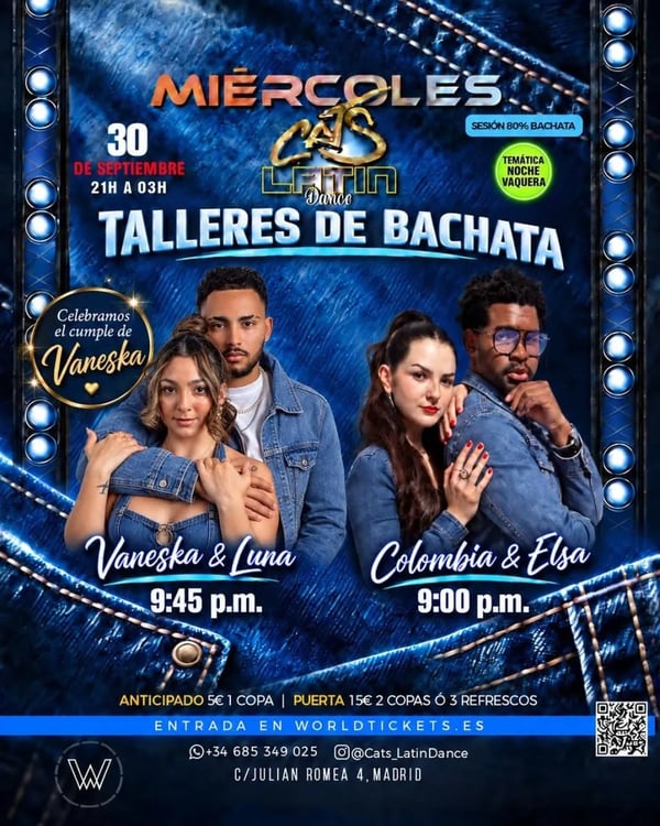 Miércoles en Cats: Talleres de bachata - Event poster