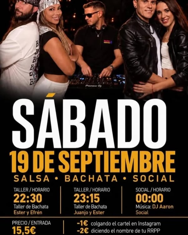 Sábado 19 de septiembre – salsa, bachata & social - Poster del evento