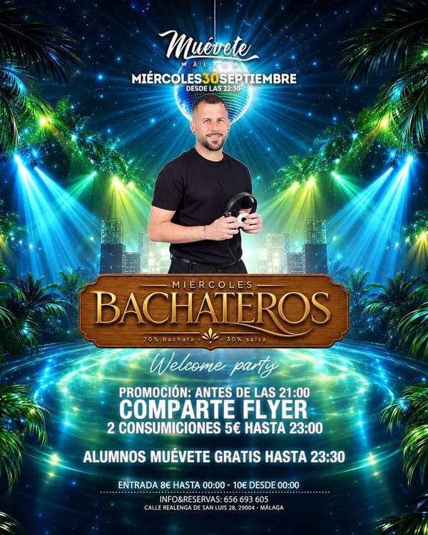 Miércoles bachateros - Welcome party - Poster del evento