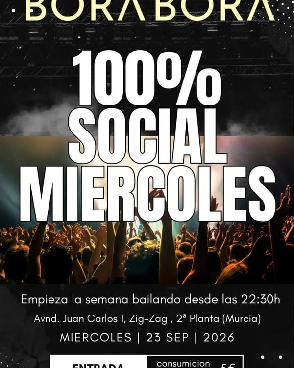 100% social miércoles - Poster del evento