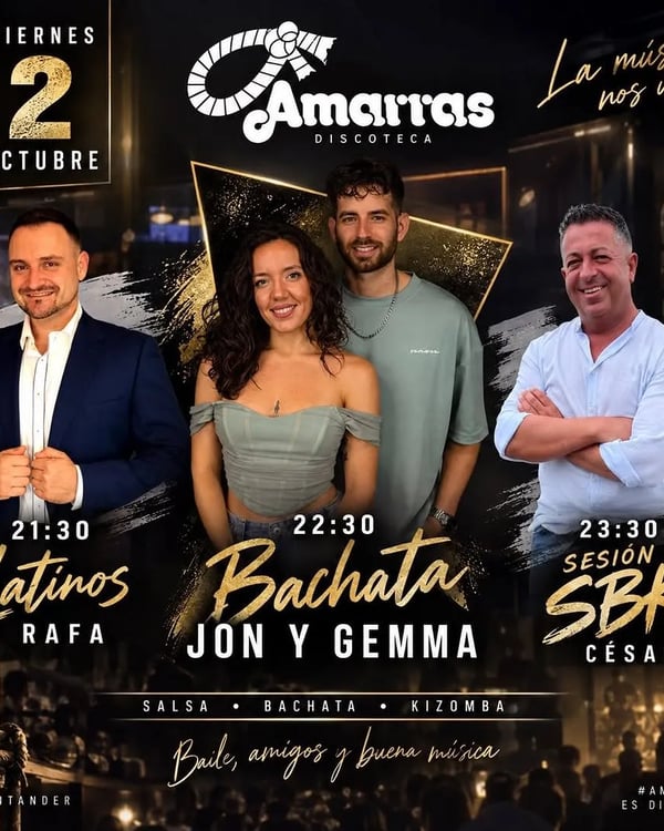 Noche de Bachata con Jon y Gemma en Amarras - Poster del evento