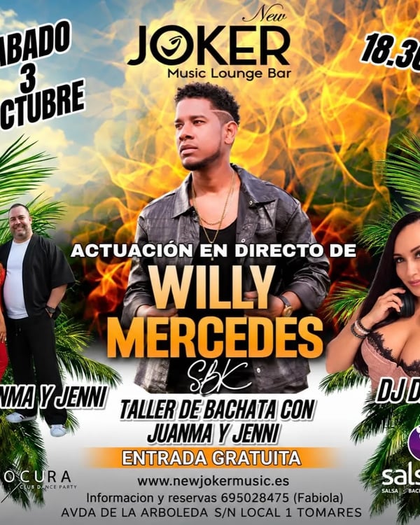 Fiesta de Bachata con Willy Mercedes, Juanma y Jenni - Event poster