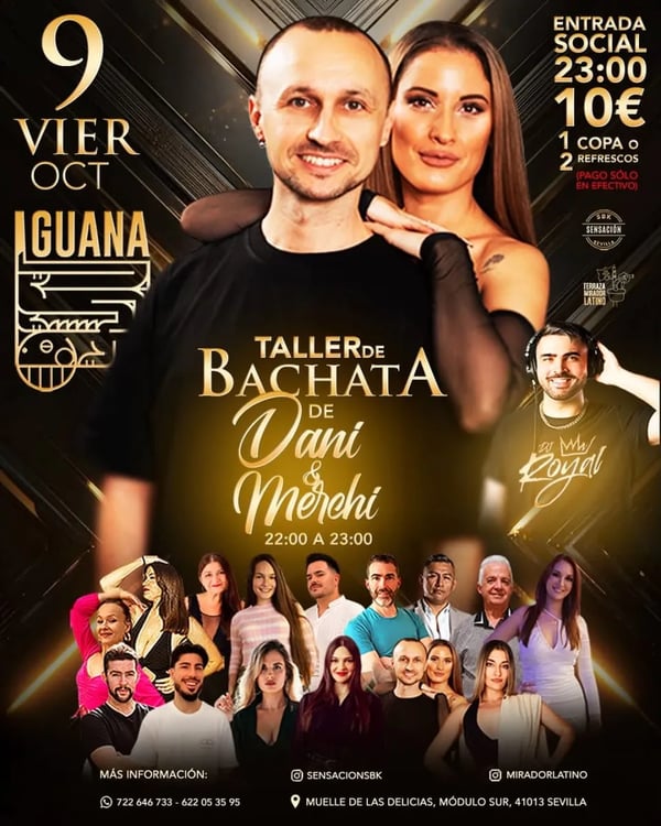 Taller de bachata de Dani & Merchi + Fiesta Latina - Poster del evento