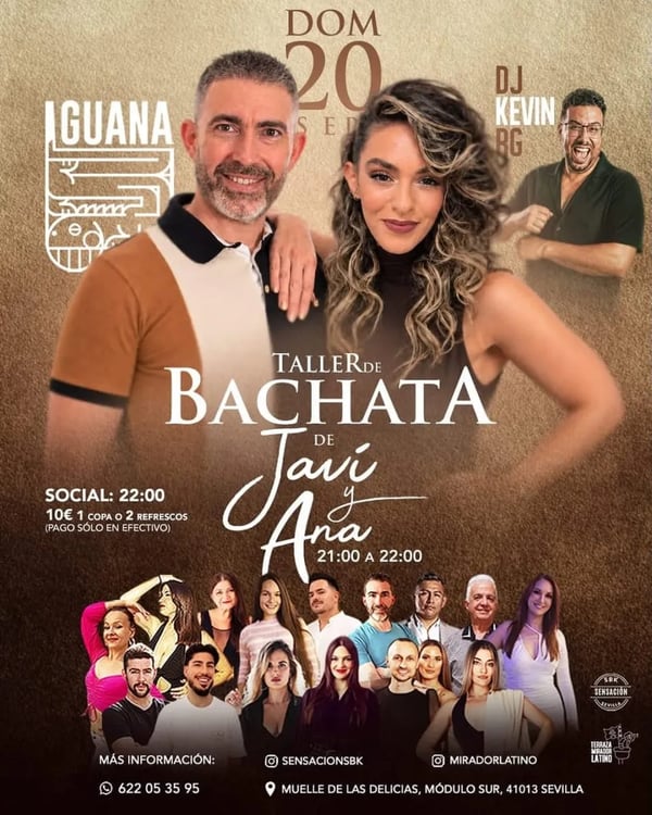 Taller de bachata de Javi y Ana + fiesta latina en Iguana - Event poster