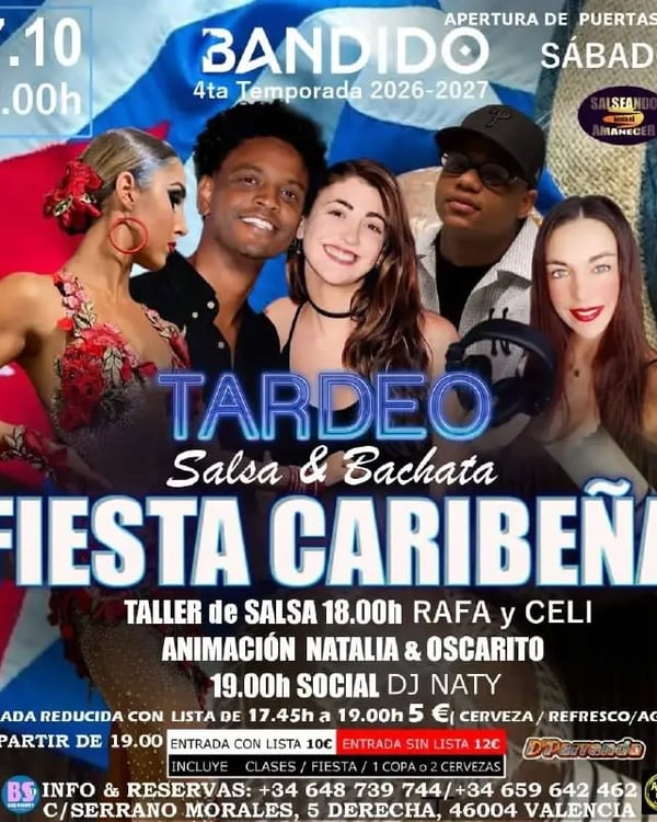 Fiesta Caribeña — Tardeo Salsa & Bachata - Poster del evento