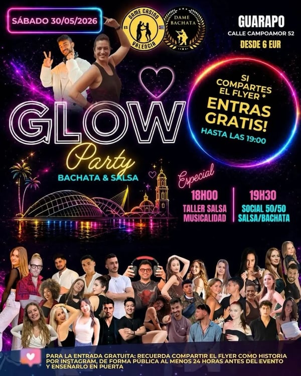 Glow Party Bachata & Salsa - Poster del evento
