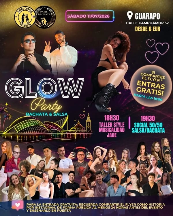 Glow Party Bachata & Salsa - Poster del evento