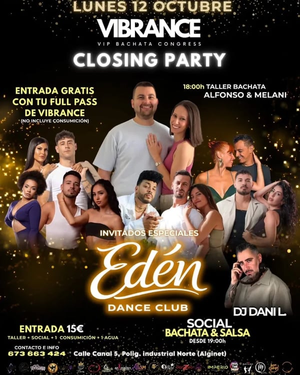 Vibrance VIP Bachata Congress – Closing Party - Poster del evento