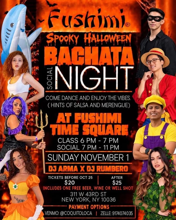 Spooky Halloween Bachata Social Night - Poster del evento